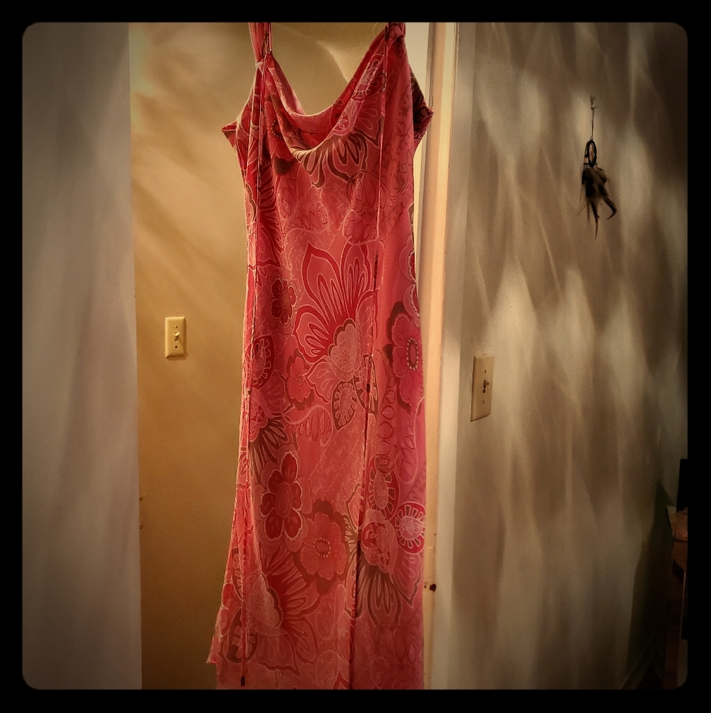 Esprit sheer dress with pink underslip